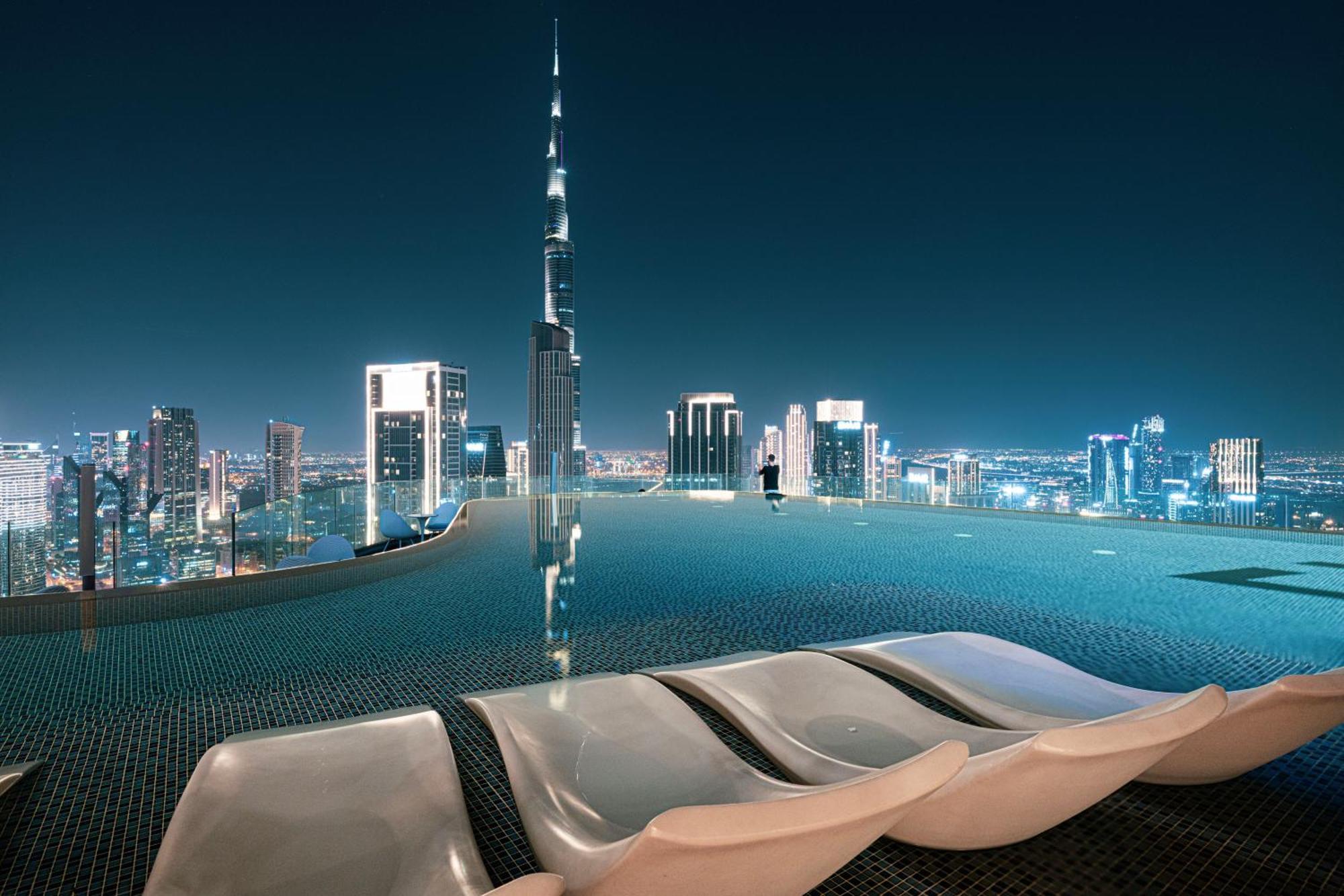 Apartamento Highest Infinity Pool In Downtown Dubái Exterior foto